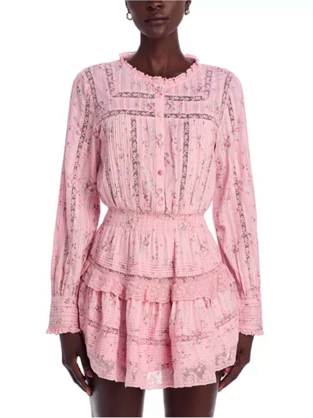 LoveShackFancy Quinty Long Sleeve Ruffle Mini Dress Size M